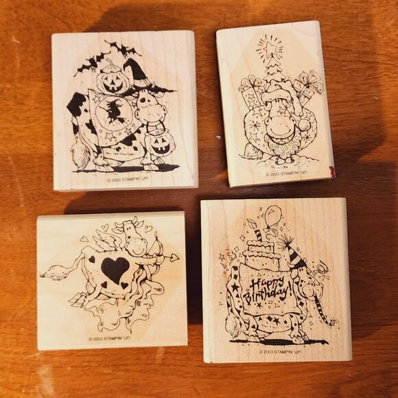 Stampin' Up! 2003 'Many Moo's' Cow stamp set of 4. - Picture 1 of 2